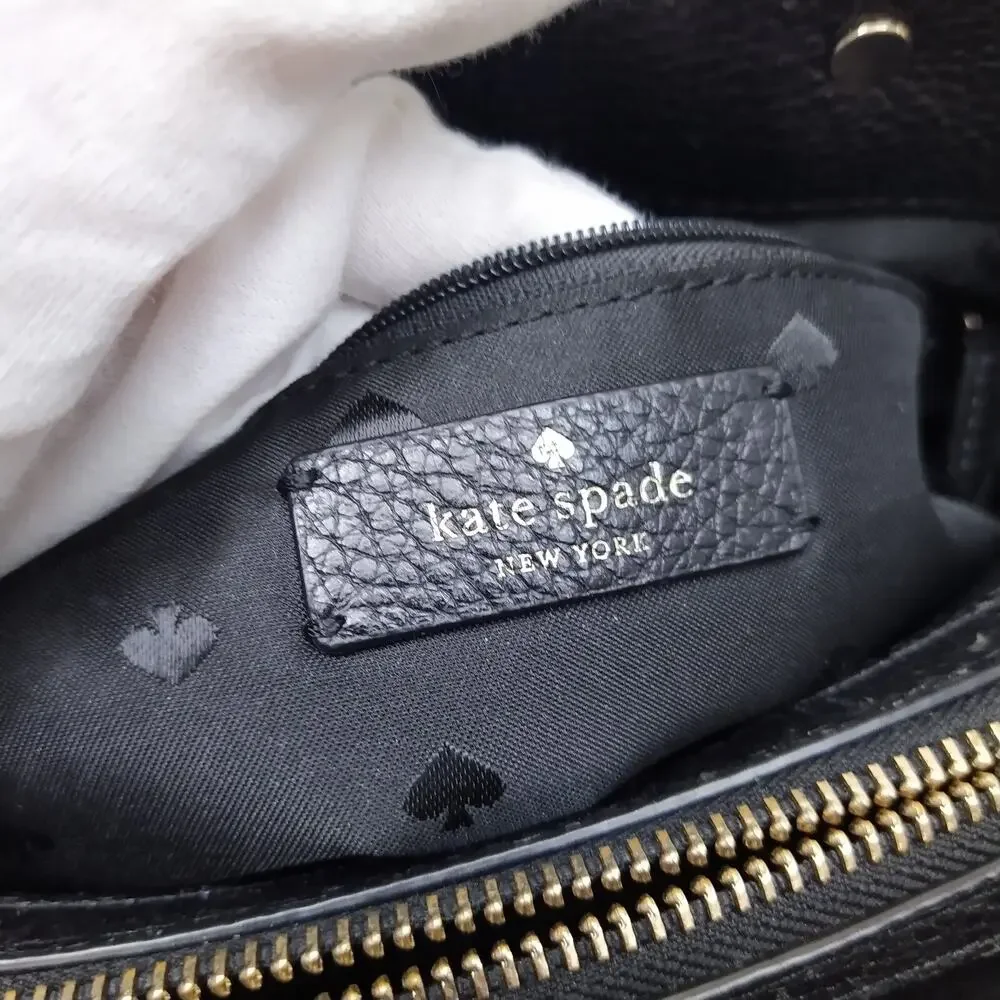 Kate Spade New York Black Leather Double Handles Zipper Closure Satchel Bag